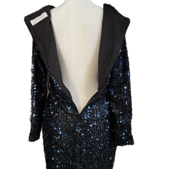 NWT Ieena for Mac Duggal 26445 Long Sleeve Sequin Gown in Midnight Sz 4 - Picture 7 of 13